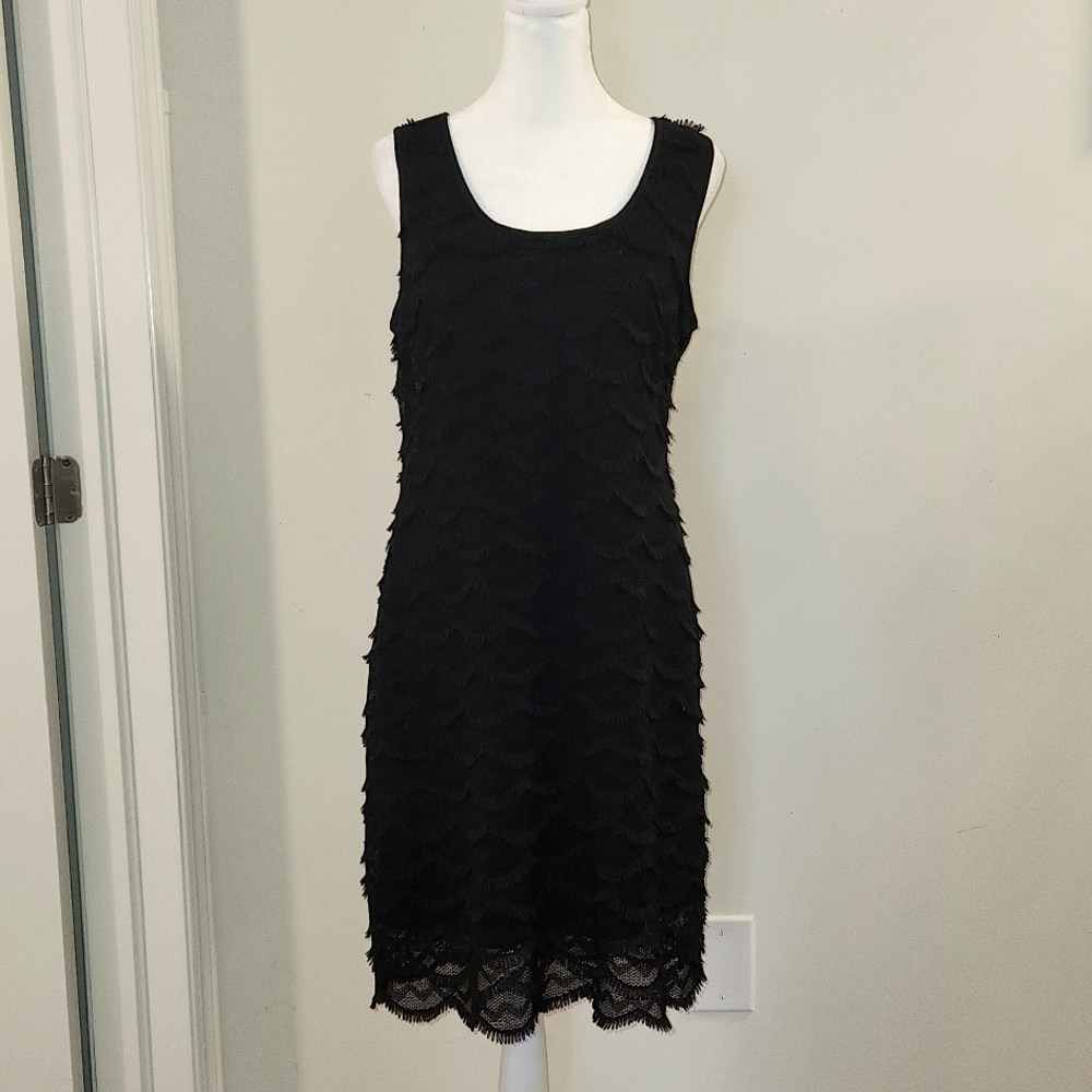 Ronni Nicole~ Designer Black Flapper Mini Dress Size 12